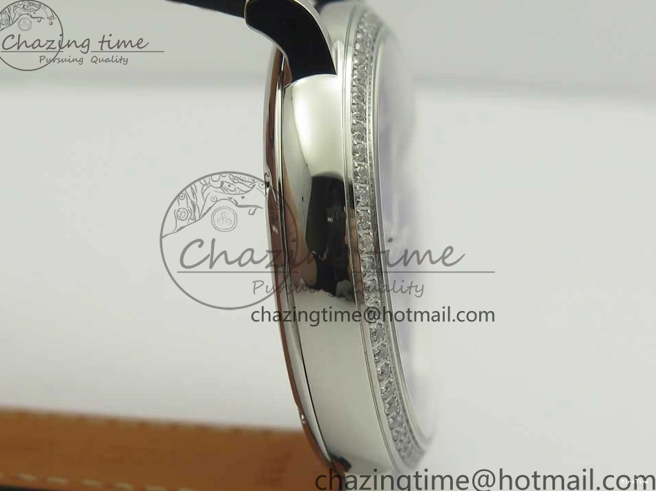 MIROTIME 0210 Fashionable Portofino IW458101 Diamond Bezel SS MK 1:1 Best Edition Blue Dial On Blue Leather Strap MIYOTA 7169